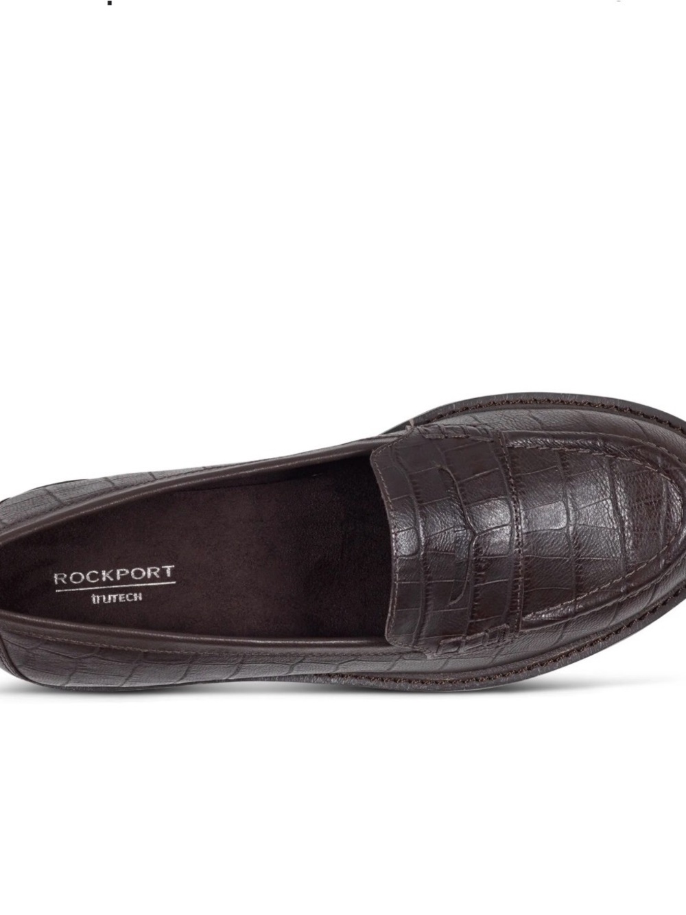 Rockport Dark Brown Croc-Embossed Penny Loafers